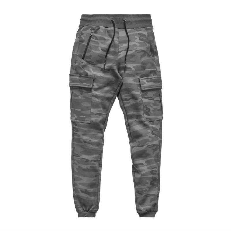 Neue Sport Hosen Männer Lauf Hosen Camouflage Zipper Taschen Ausbildung Jogger Männer Hosen Fußball Hosen Fitness Hosen Männer Hosen: Grey Camo / L