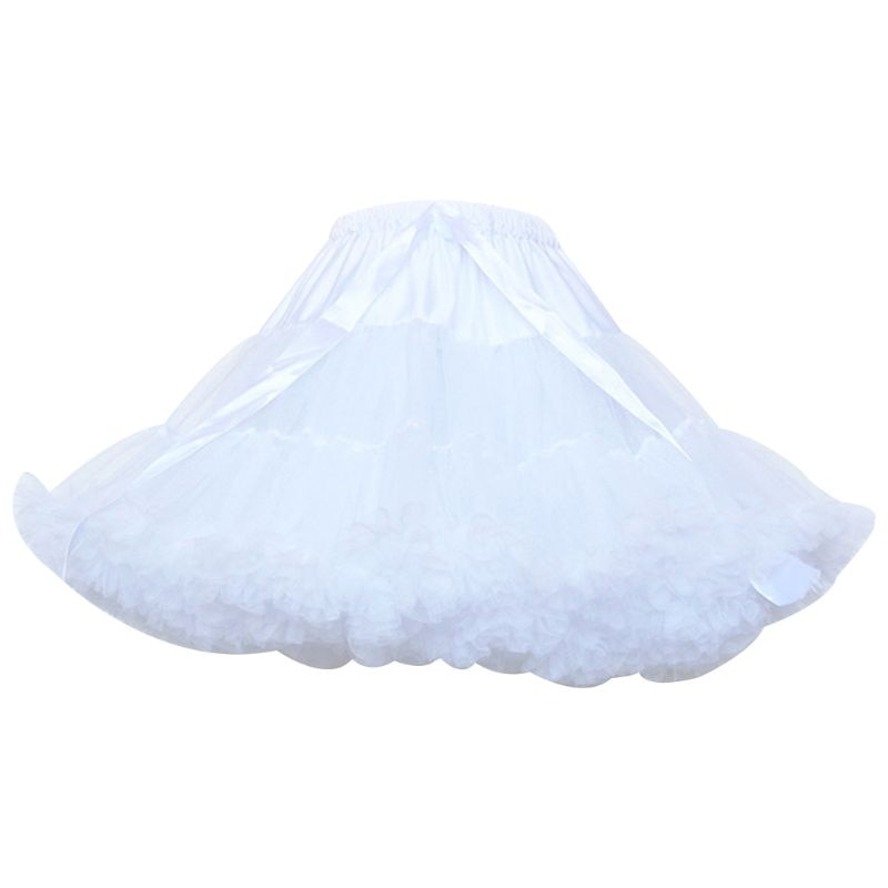 Vrouwen bruid geplooide ballet dans korte tutu rok pofmouw hoepelloze cosplay petticoat crinoline onderrok