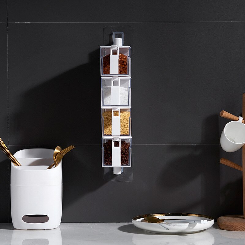 Krydderier opbevaringsbokse vægmonteret roterende krydderkrukke krydderier opbevaring køkken organisation værktøj organisator boks tilbehør