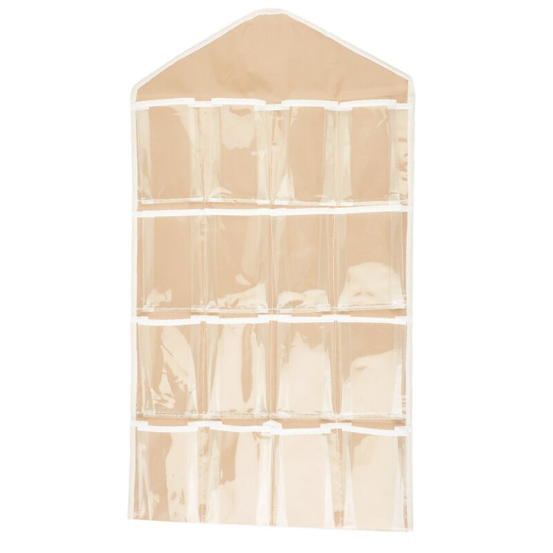 Over Door Transparent Pouch Bag 16 Pocket Over Door Hanging Bag Shoe Toy Hanger Storage Jewellery Organizer
