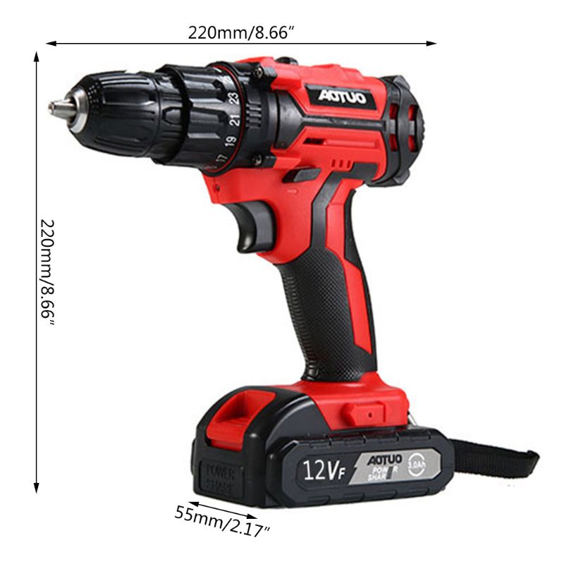 12V Elektrische Schroevendraaier Draadloze Power Driver Dc Oplaadbare Lithium-Ion Batterij Thuis