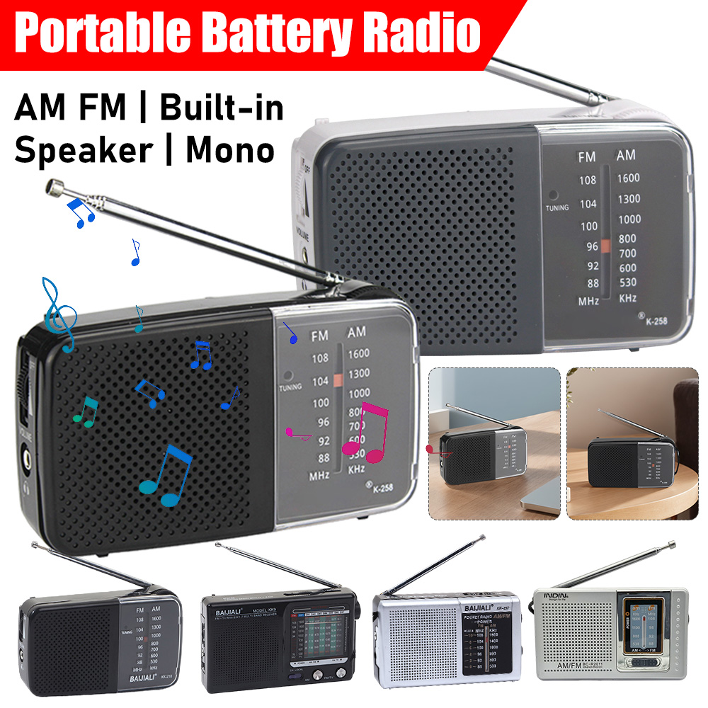 AM FM Radio Receiver Built-in Loud Speaker Portable Battery Radio AA Battery Operated Mini Mono Radios With Antenna For Elderly