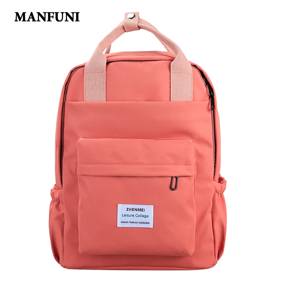 Waterproof Nylon Women Backpack Female Solid Color Schoolbag Leisure Long Portable Travel Backpack Large Capacity Mochila