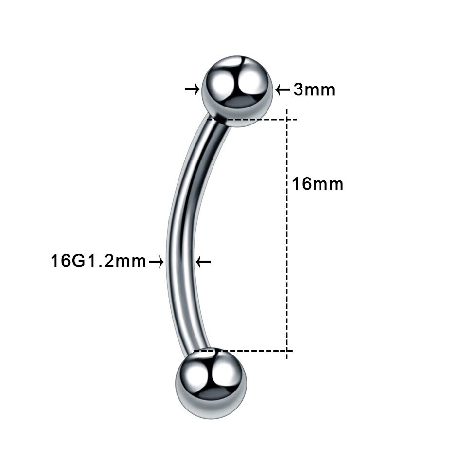 1PC Titanium Eyebrow Banana Piercings Curved Barbell Ring Lip Labret Tongue Piercings Daith Helix Earring Piercings Body Jewelry: Rainbow / 1.2x16x3x3mm