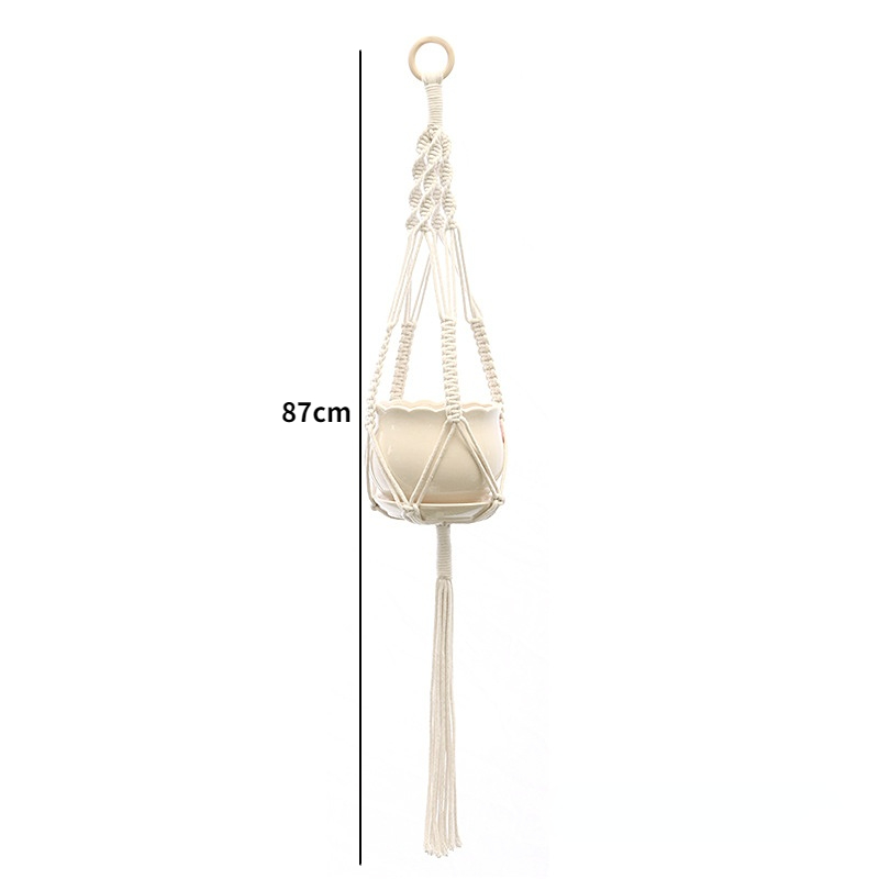 Tuinplant Hangmanden Bloempot Handgemaakte Macrame Geknoopt Touw Bloempot Boheemse Stijl voor Thuis Balkon Decoratie: Donkergrijs