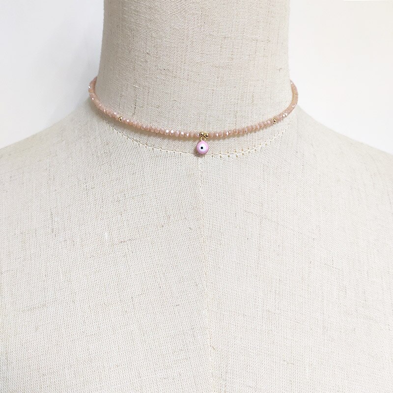 Summer Crystal Beaded Necklace Women Exquisite Versatile Neck Accessories Light Green Beadsцепочка На Шею Женская: Champagne gold