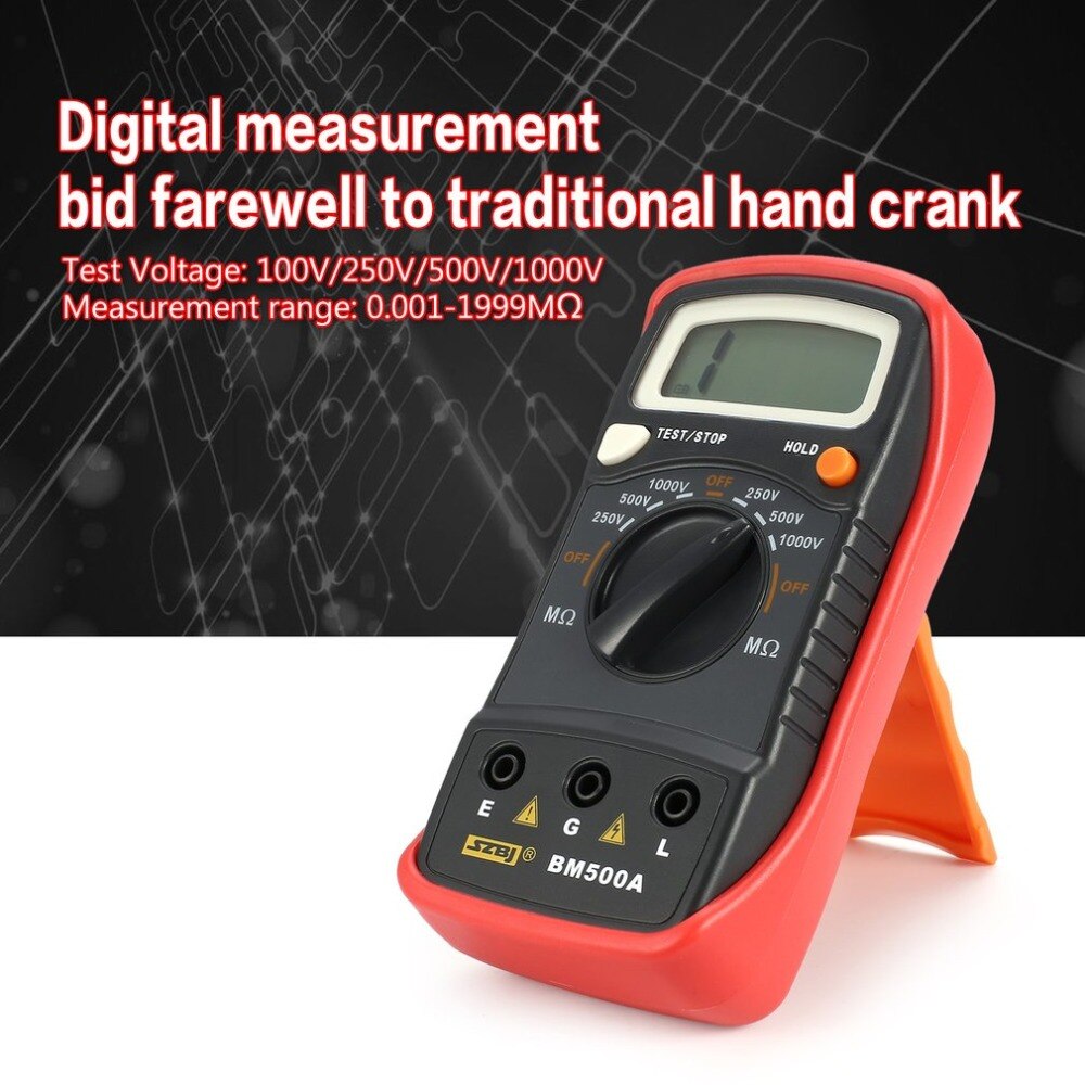 BM500A Digital Megger 1000V Auto Range Insulation Resistance ohm Meter Tester Megohmmeter Multimeter Voltmeter LED indication