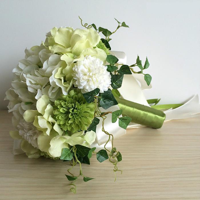 Kyunovia elegancki hortensja bukiety ślubne symulowane chryzantemy Cymbidium bukiety ślubne ręcznie druhna bukiet D64: kolor 2