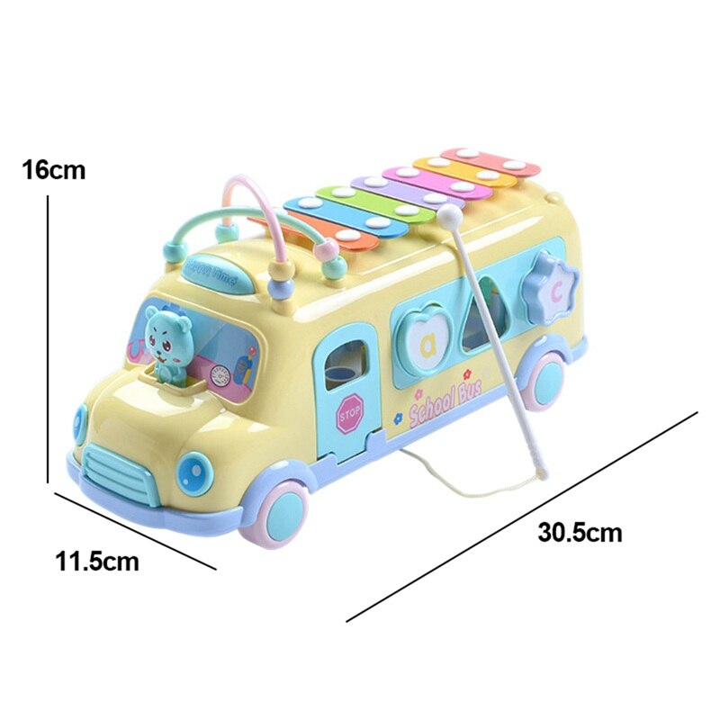 Baby Kind Muziek Puzzel Multifunctionele Bus Blok Klop Hamer Muziek Baby Muziekinstrument Speelgoed