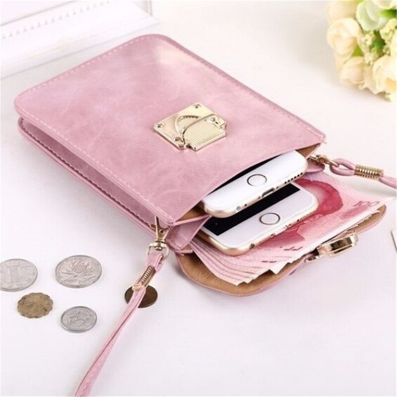 Bandolera de cuero para mujer, Mini bolso para teléfono móvil, bandolera para estudiante, bolso de hombro pequeño