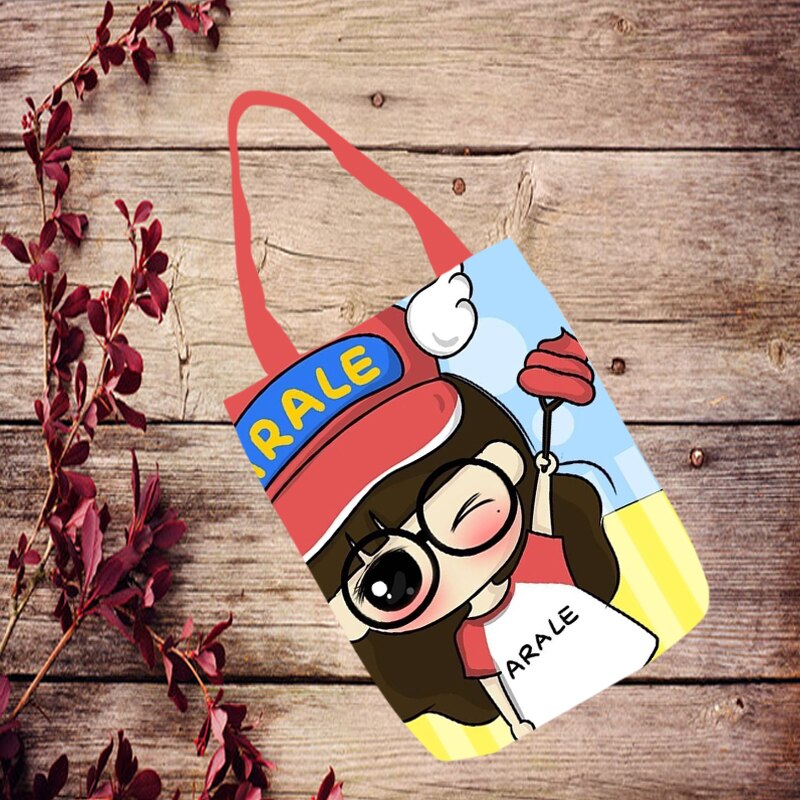 1 Uds lindo Arale Anime hombro de la lona bolsas Casual Bolsa Tote de dibujos bolso de Viaje unisex: see chart