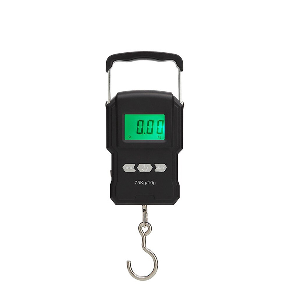 Báscula electrónica de 75Kg/10g, 50Kg/5g, LCD Digital, gancho para colgar pantalla, escala con cinta medidora para viajes de pesca
