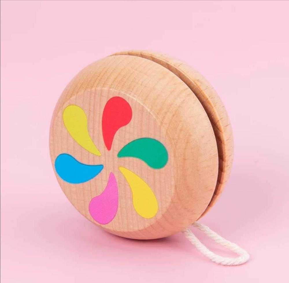 Cute Animal Prints Wooden Yoyo Toys: Windmill