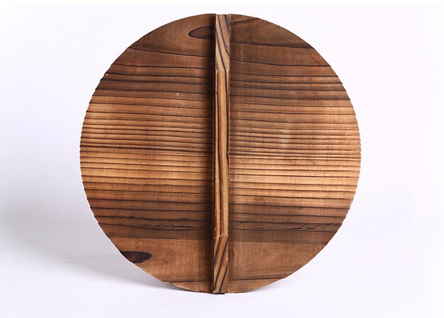 Iron Wok Traditional Handmade Iron Wok Non-stick Pan Non-coating Gas Cooker Cookware: wood lid / 34cm