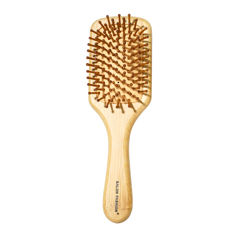 Cepillo de pelo de bambú para mujer, bolsa de aire, peines de bambú de dientes anchos, cepillo de cuero cabelludo de masaje suave, peine de barbero, herramientas de peinado de peluquería: Rojo