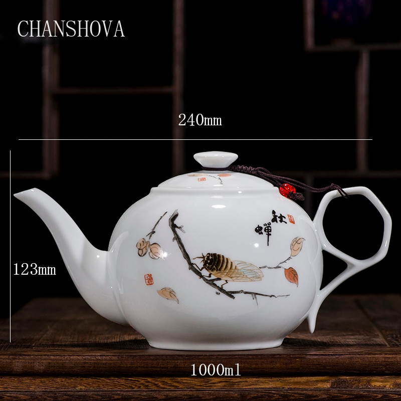 CHANSHOVA China Blau und weiß dünne porzellan teekanne Hohe kapazität 320ML 1L Keramik Tee topf traditionellen chinesischen Tee-einstellen
