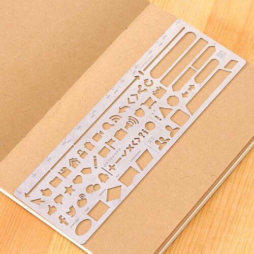 Diy Novelty Metal Hollow Ruler Cute Phone Square Shape Rulers for Kids Drawing Kawaii Item School Supplies: Design 3