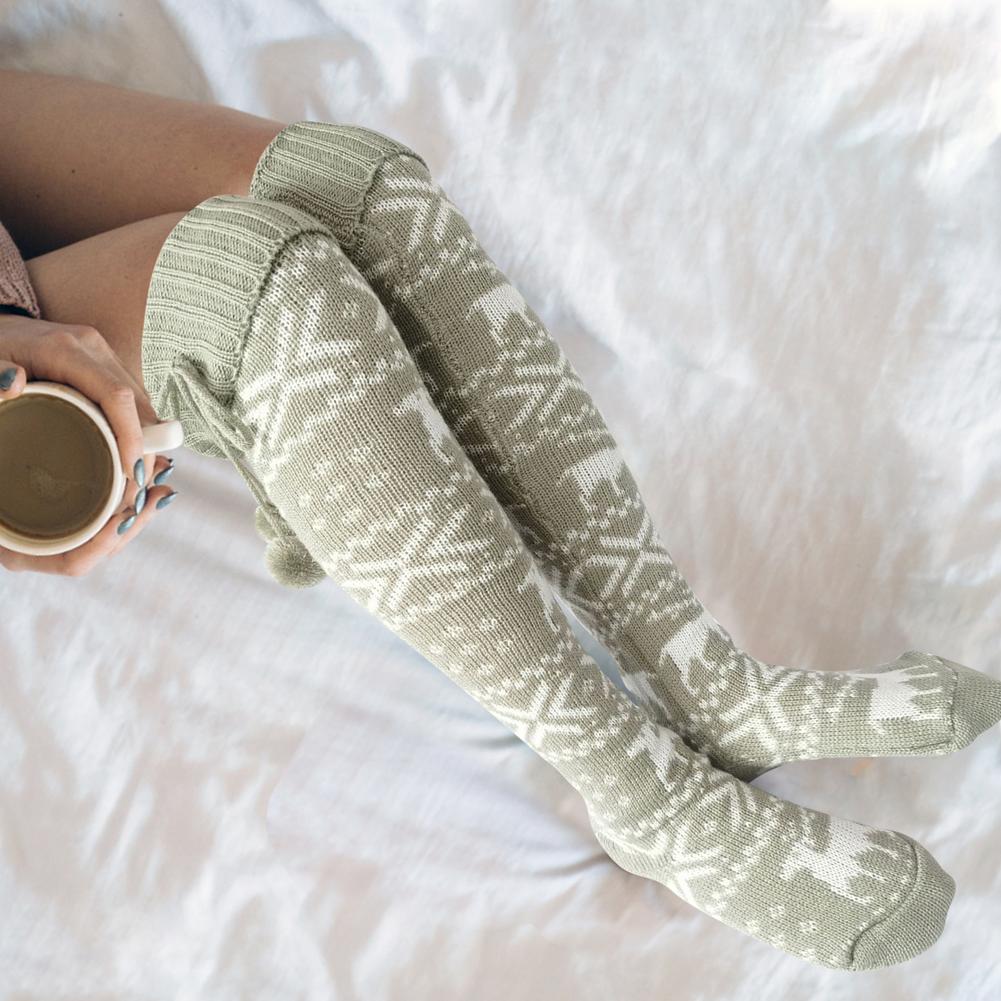 1 Paar Kerst Vrouwen Midden Kousen Leuke Katoen Elanden Print Sok Bohemian Stijl Warm Kousen