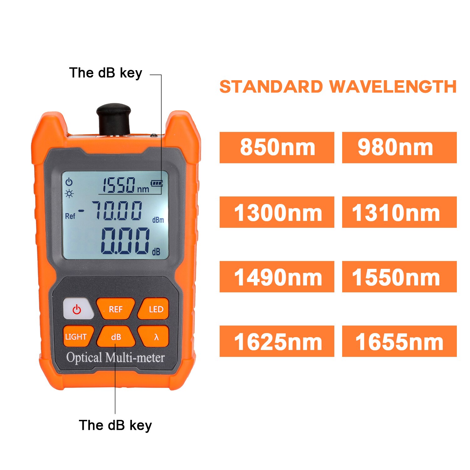 Portable Mini Fiber Optical Wattmeter 8 Wavelengths with LEDs Light Network Cable Tester FTTH Fiber Optic Cable Tester