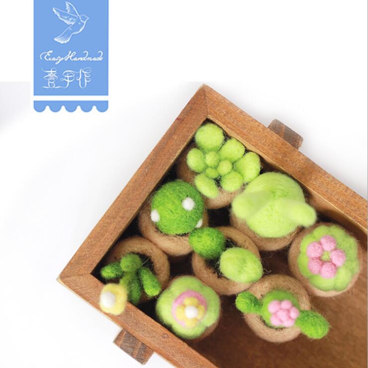 An ebullient succulent plant wool needlepoint kit wool felt needle felting keychain craft needlecraft DIY handmade