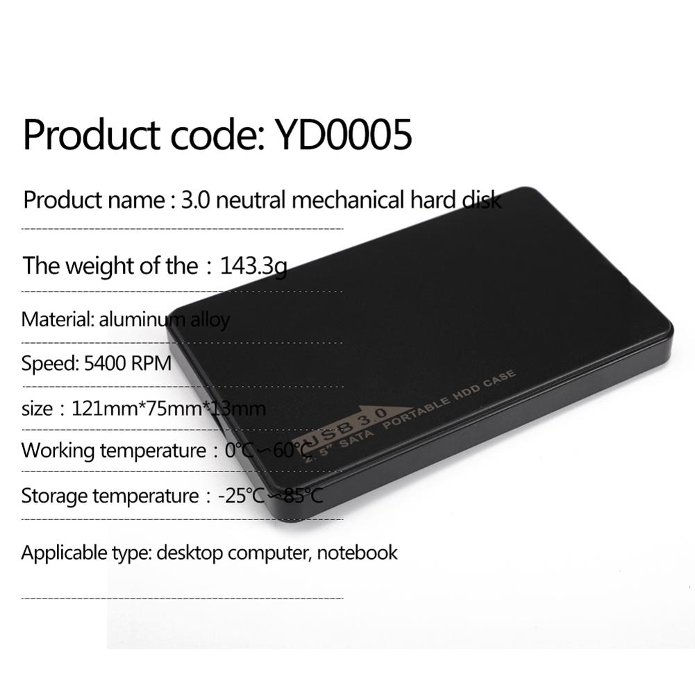 2.5 inch Black External HDD High Speed USB Micro B to USB 3.0 Plastic Mechanical Hard Disk Drive Computer Accessories