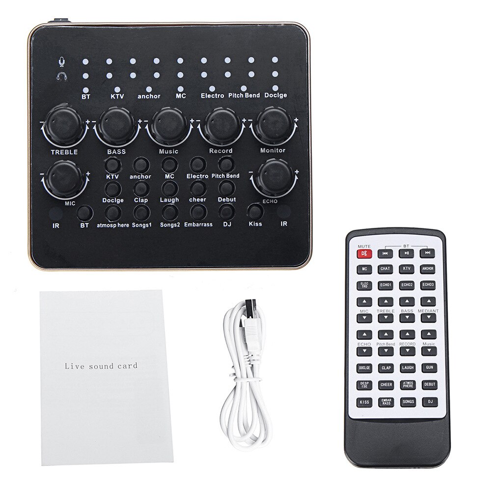 V10 Externe Geluidskaart Set Usb Multifunctionele Leef Microfoon Externe Geluidskaart Voor Headset Telefoon Computer Condensator Microfoon