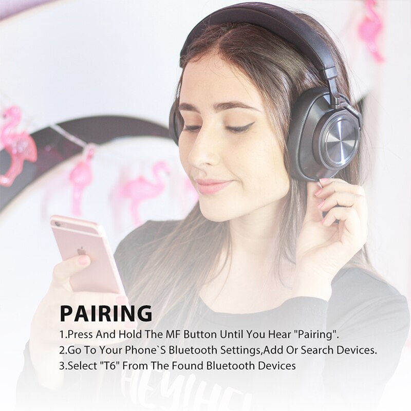 Bluedio T6 Active Noise Cancelling Hoofdtelefoon Draadloze Bluetooth Headset Met Microfoon Voor Telefoons En Muziek