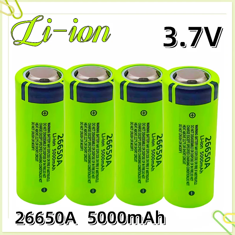 100% brand ,original,high,true capacity 26650A 5000mAh 3.7V lithium-ion rechargeable battery 26650 flashlight