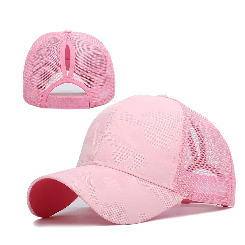 Sommer kvinder baseball kasket camouflage afslappet hestehale snapback hat mesh kvindelig justerbar hip hop kasket