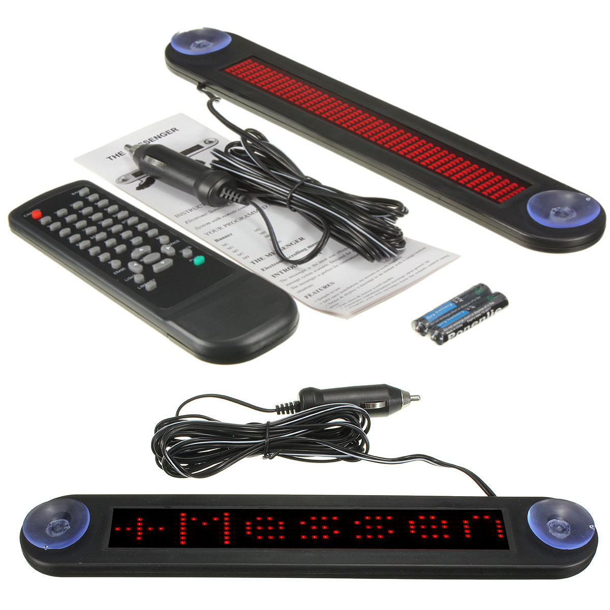 ! 12V LED Car Programmable Message Sign Moving Scrolling Display Board W/ remote: Red