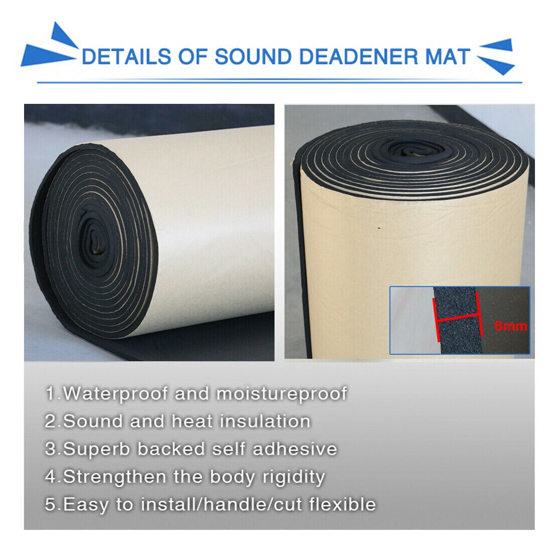 5mm Deadening 50x80cm Thermal Block Closed Cell Interior Floors Mat Stereo Sound Proof Noise Pad Heat Sheets Sealing