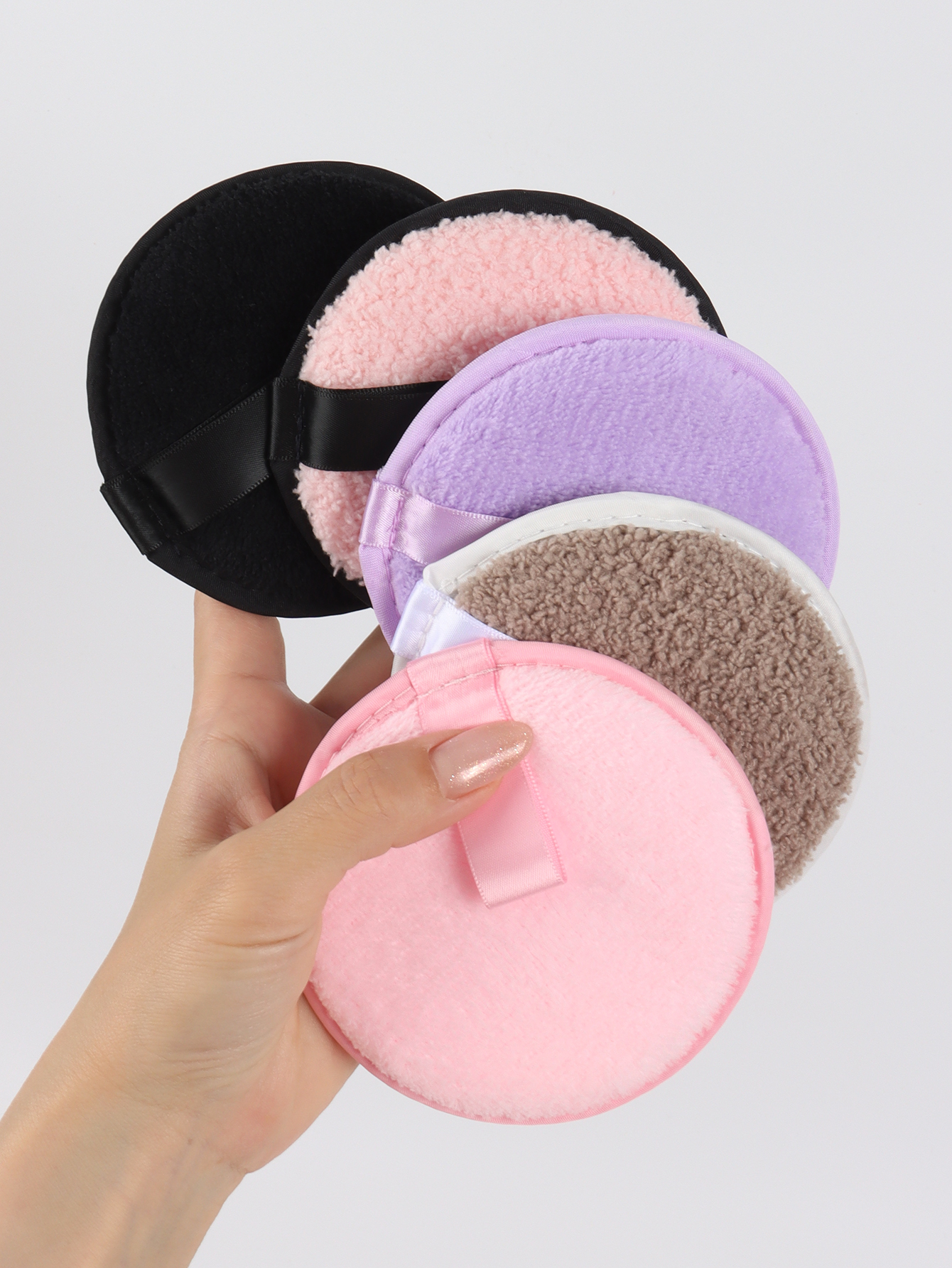 Random Slacker Paquete de 5-10-20 esponjas reutilizables para lavar la cara de doble cara, redondo. Maquillaje de base de doble uso seco y húmedo sin látex Cr: Marrón