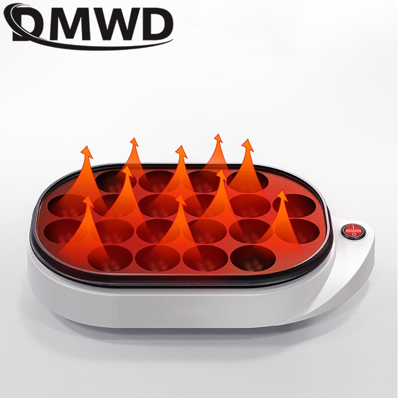 DMWD Non Stick Electric Takoyaki Maker Barbecue Quail Egg Baking Pan Grill Chibi Maruko Machine 20 Holes Octopus Meatball Cooker
