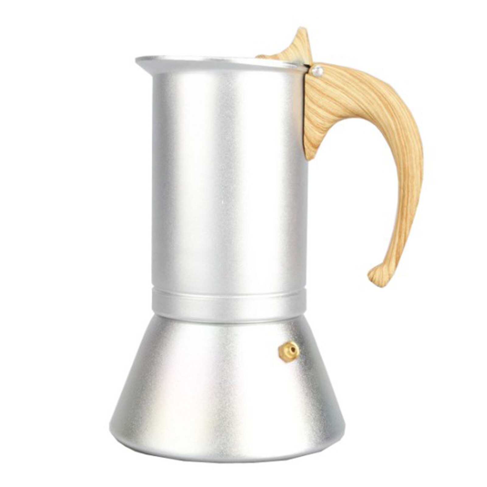 150ml Aluminum Household Moka Pot with Matting Finish, Wooden Handle Anti-scalding, Espresso Pot, Induction Cooker Available