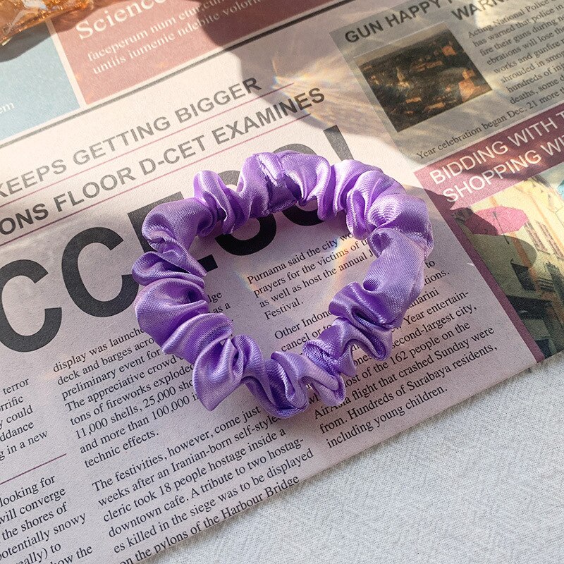 1Pc Elastic Hairbands Hair Tie for Women Satin Scrunchies Stretch Ponytail Holders Handmade Heandband Hair Accessories: purple-A