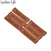 Lychee life 50 stk pu læder håndlavet etiket syning tøj prægning tags diy fabrik hjem samling