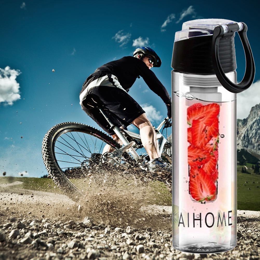 Obst Wasser Filter Flasche 800ML Sport Wasser Flasche Mit Abnehmbare Obst Sieb kippen-oben Deckel Für Fitness draussen Lager Radfahren