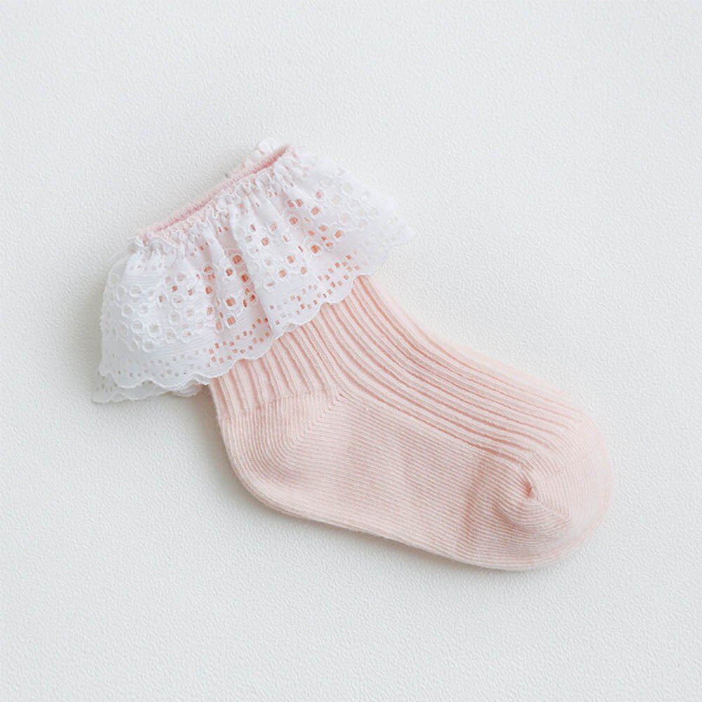 2019 Autunno Inverno Dei Bambini Calzini e Calzettoni Calzini e Calzettoni Cotone Floreale Del Merletto Del Cotone delle Ragazze Del bambino bambini piccoli Calzini e Calzettoni Adatto per 0-1 anni di età: leggero rosa