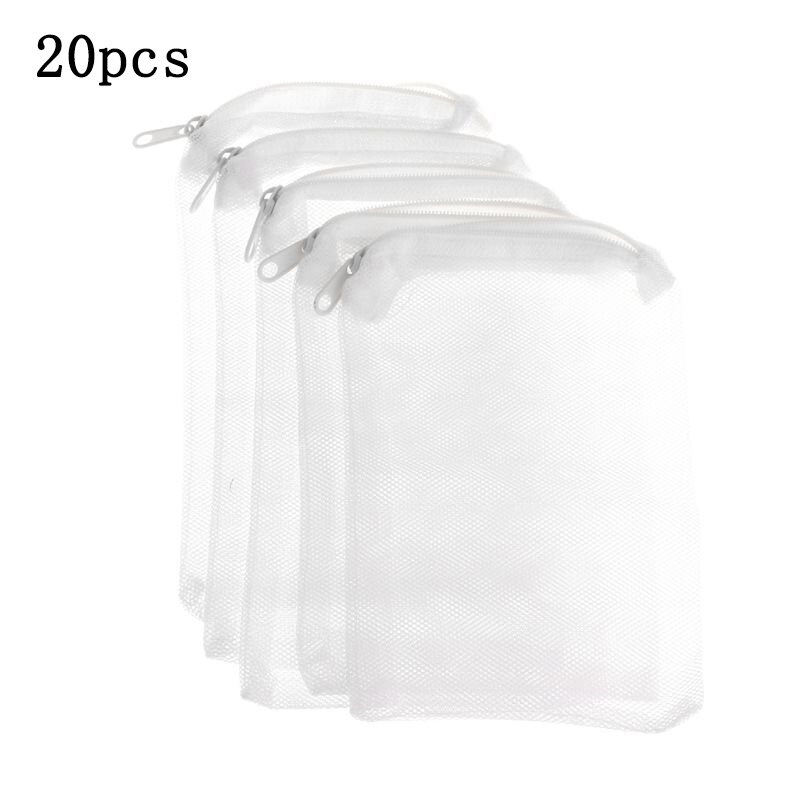 20 Stck Nylon Aquarium Filter Medien Taschen Gittergewebe Netz Tasche mit Reißverschluss für Keramik Ringe Aktivieren Kohlenstoff Bio Bälle Fisch Panzer Zubehör: Weiß 20X30cm