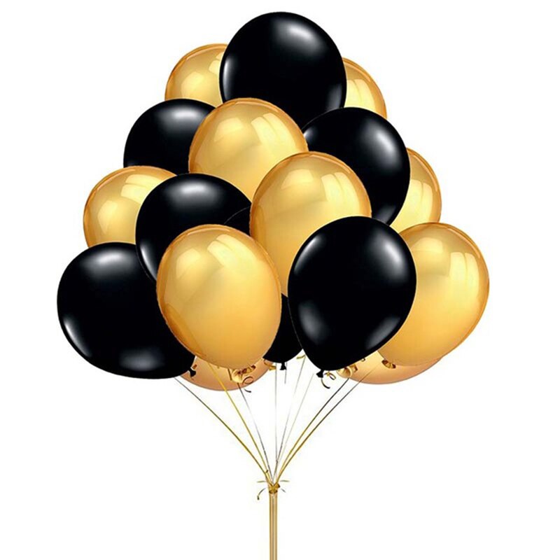 Ballons gonflables à Air et à hélium en Latex, 20 pièces, 12 pouces, or, argent, noir, pour décor de fête de mariage, fournitures pour enfants