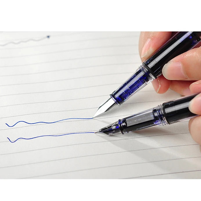 Pluma transparente de plástico para caligrafía para práctica estudiantil, punta con capucha de 0,5mm y Punta de 0,38mm, útiles escolares con tinta de Color: Juego de bolígrafos