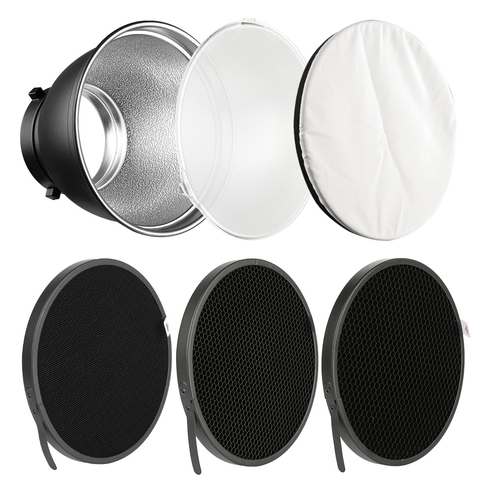 7 & #39 ;& #39 ; standard reflektor diffusor lampeskjerm fett  + 10 20 30 40 50 gradere honningkake rutenett til bowens montere studio blits speedlite