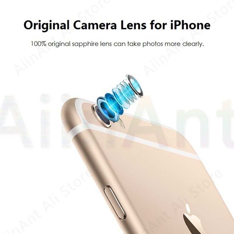 Original safirglas bagkamera glasring til iphone 6 6s plus reparationsdele til kameraobjektivring