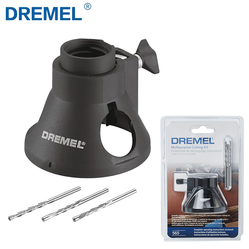 Kit de guía de corte multiusos Dremel 565 para herramienta rotativa eléctrica, amoladoras eléctricas con 1 guía y 3 brocas de corte, pieza de herramienta eléctrica