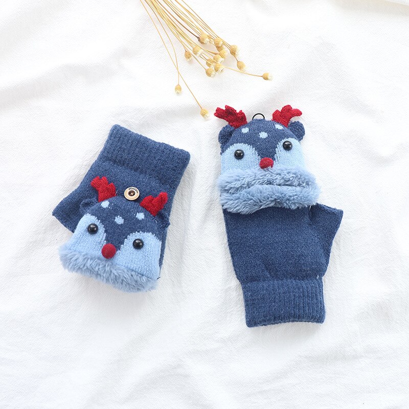 Weihnachten Elch Baby Handschuhe Halb Finger kippen Abdeckung Handschuhe Jungen Grils Ebene Warme freundlicher Handschuhe Gestrickte Handschuhe Baby Zeug