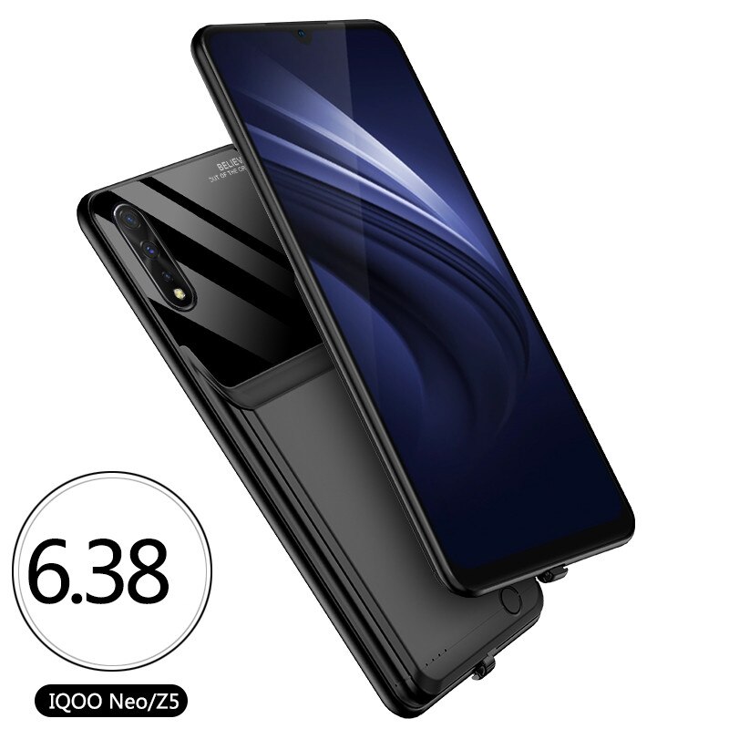 6000Mah Uitgebreid Telefoon Batterij Power Case Voor Vivo Iqoo Neo Z5 Power Bank Case Voor Vivo Iqoo Neo Z5 batterij Opladen Case: Black