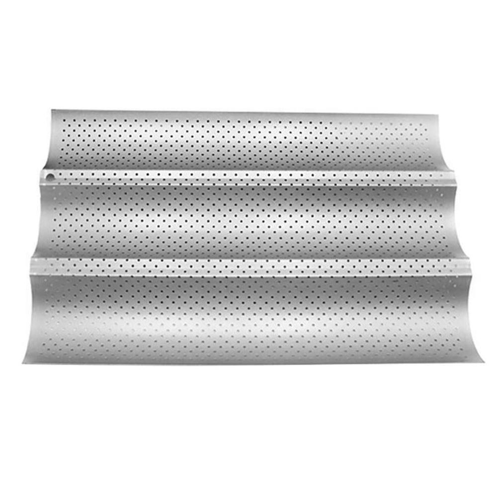 Arbon stål bekvämt praktiskt bröd bakplåt våg bakning maträtt grill tallrik födelsedagsfest sockerlags porslin bakverk diy: Silver 3 slitsar