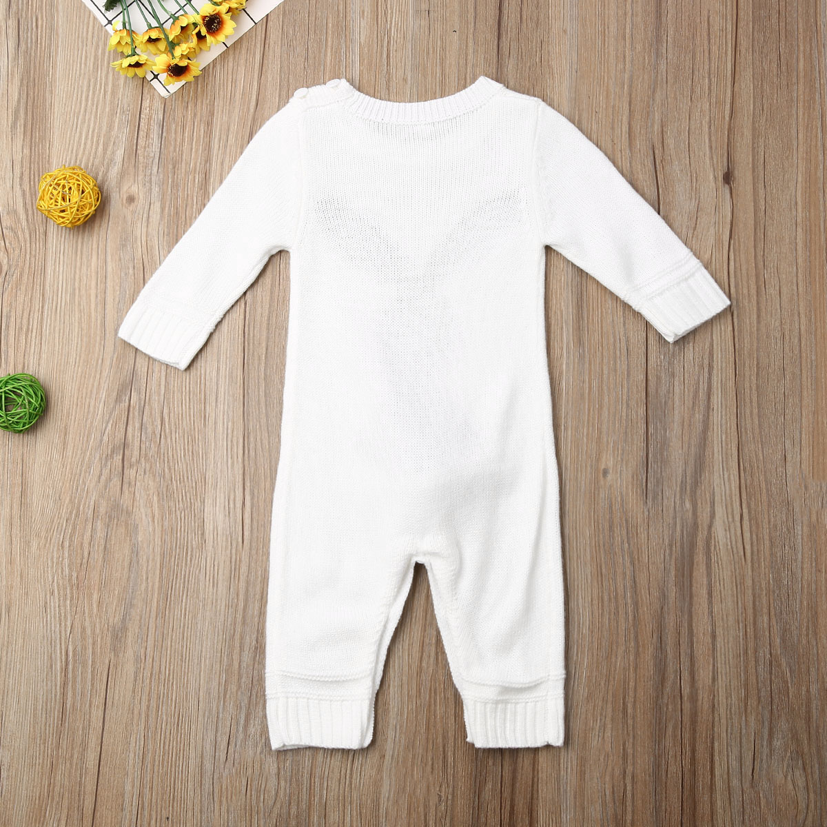 Baby Autumn Winter Clothing Newborn Baby Boy Girl Bunny Knitted Wool Romper Long Sleeve Warm Bunny Print Playsuit Outfit