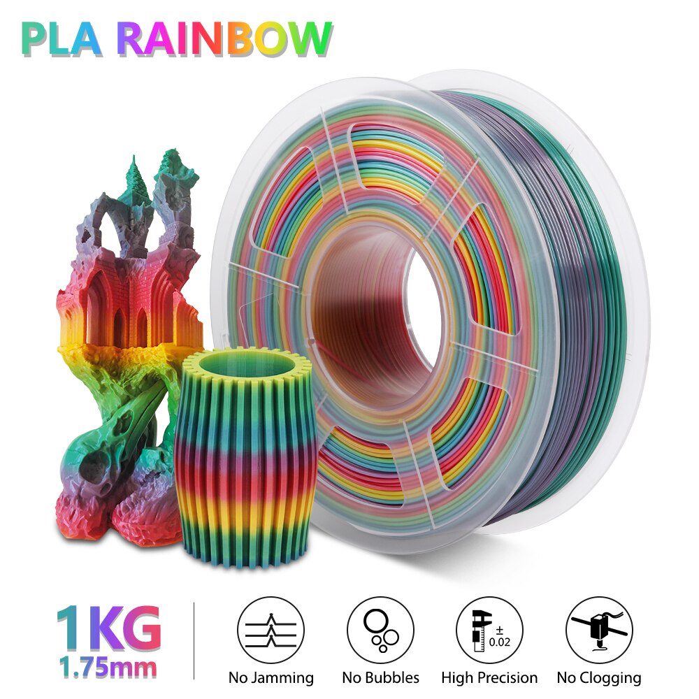 Enotepad Global Rainbow PLA Filament Colorful 3D Printing Flexible Filament Material For 3D Printer: Default Title