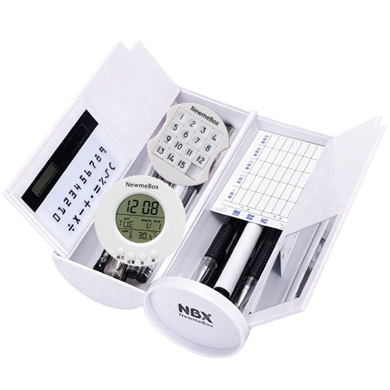 NBX NewmeBox Multifunctional Pencil Box Large Capacity Pencil Cases pen box with Mirror Calculator for office School Stationery